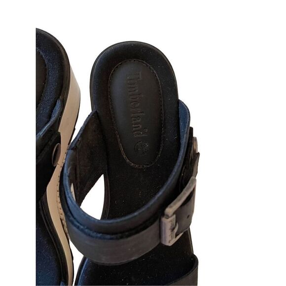 Timberland Womens Black White Slide Wedge Heel Sandal Size 8.5 - Picture 8 of 11